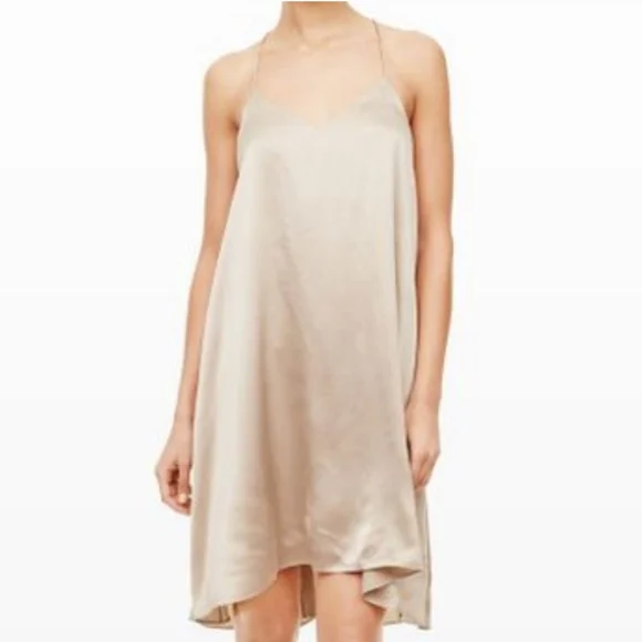 Club Monaco | Dresses | Club Monaco Champagne Briana Silk Hi Low Slip Dress  4 | Poshmark
